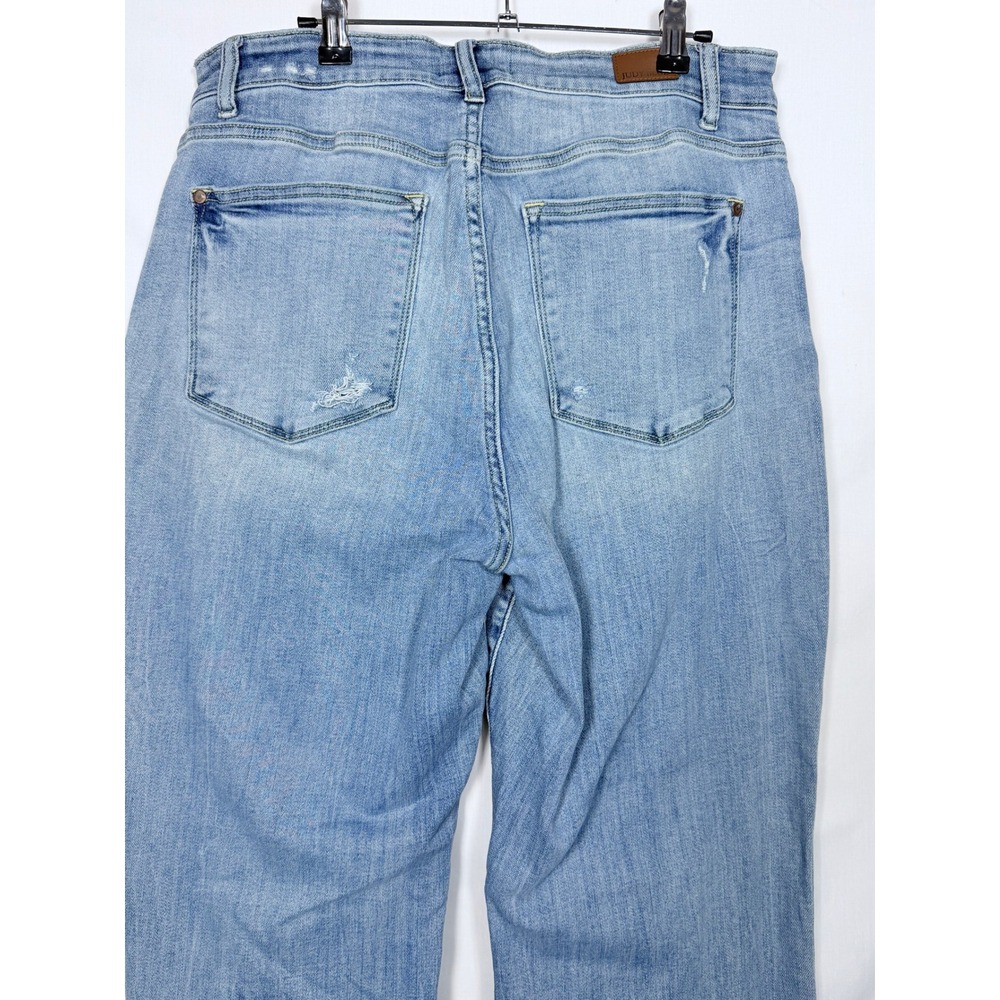 Judy Blue High Rise Wide Leg Jeans Light Wash Distressed 14W JB82407MD-PL Denim - Picture 5 of 13